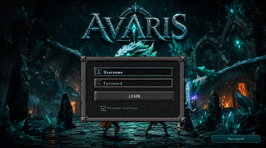 Current Avaris client login screen